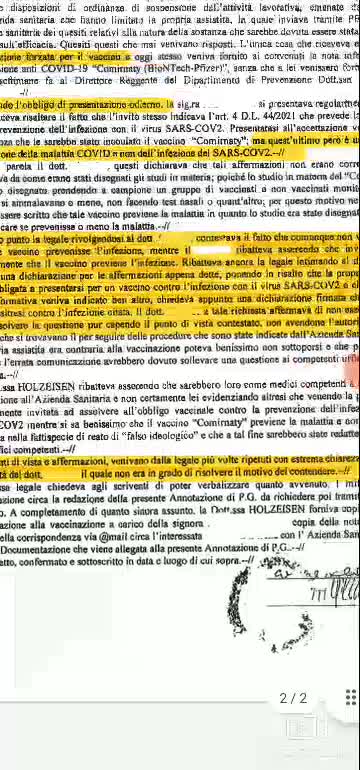 CENTRO VACCINALE di BOLZANO denunciato per FALSO IDEOLOGICO